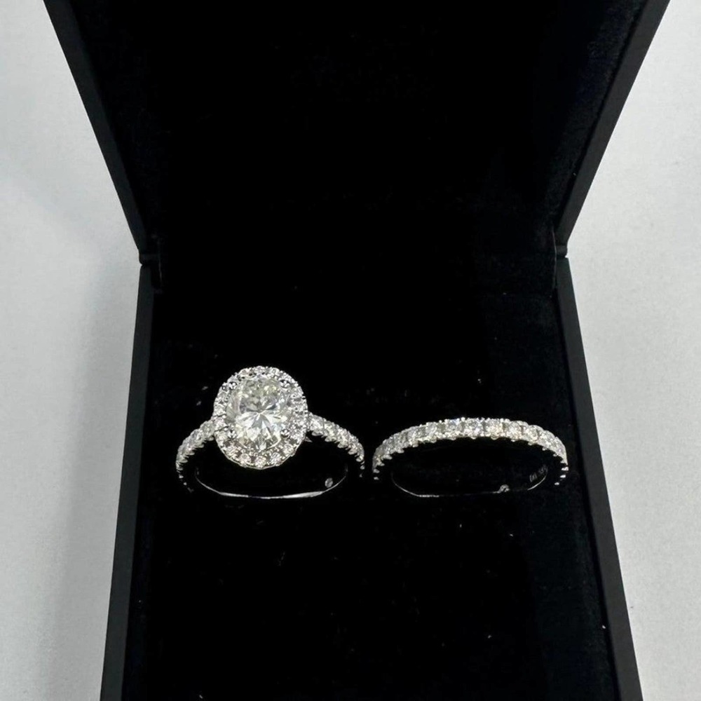 Moissanite Engagement Ring Oval Cut GRA Certified Wedding Anniversary 18K 925 - Picture 1 of 14